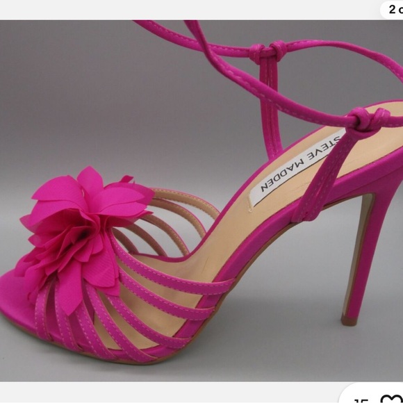 Steve Madden Pink Strappy Heels with Flower Detail. - Picture 5 of 5